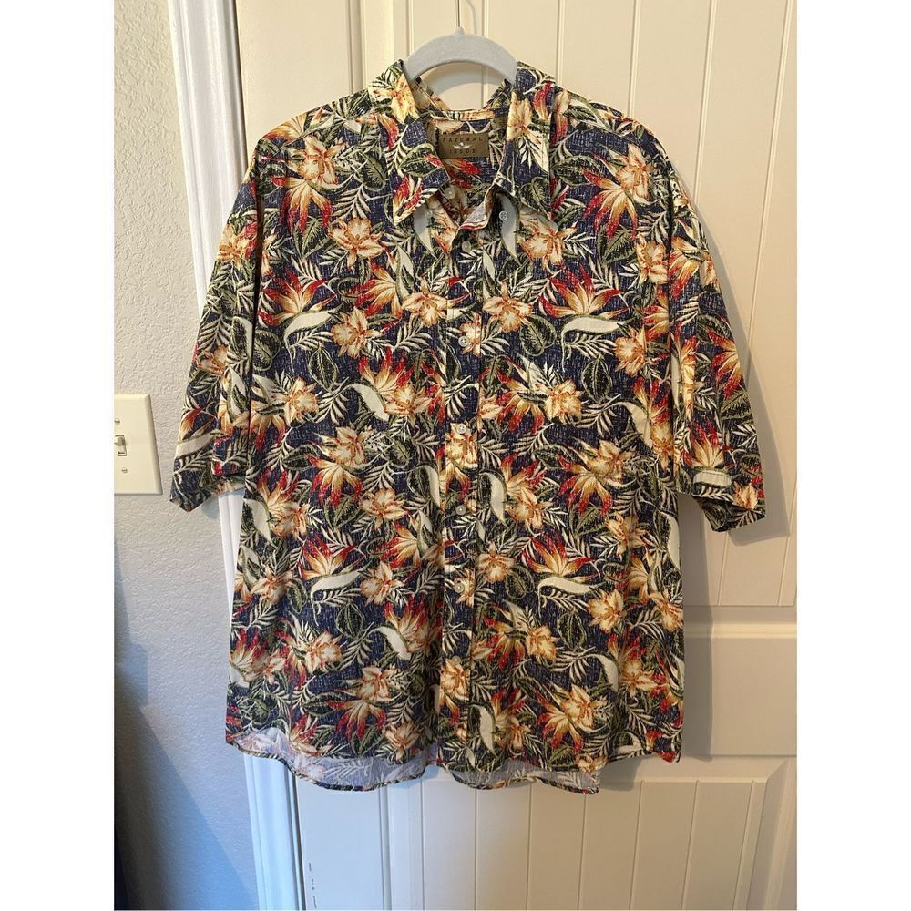Natural Issue 100% Cotton Short Sleeve Hawaiian Tropical Button Shirt - Size XXL